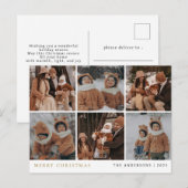 Elegante minimale kerst | Moderne familie 6 foto Feestdagenkaart (Voorkant / Achterkant)