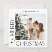 Elegante Minimale Kerstmis Groet Foto QR code Feestdagenkaart (Voorkant)