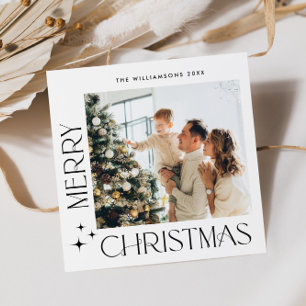 Elegante Minimale Kerstmis Groet Foto QR code Feestdagenkaart