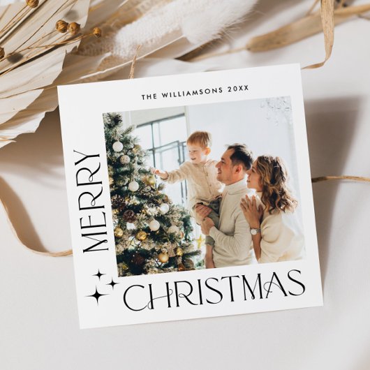 Elegante Minimale Kerstmis Groet Foto QR code Feestdagenkaart