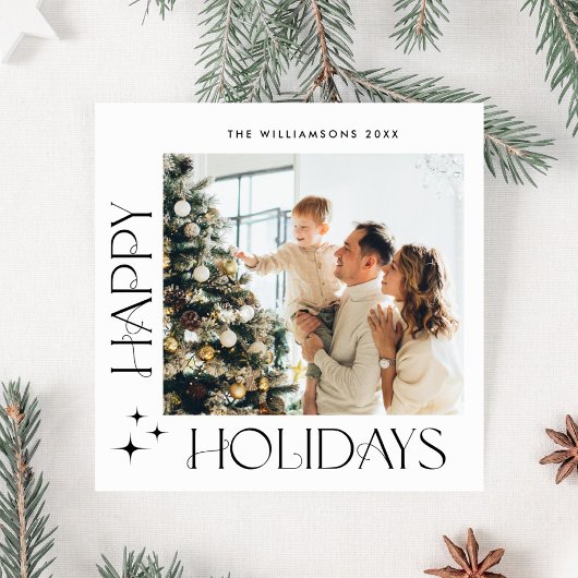 Elegante Minimale Kerstmis Groet Foto QR code Feestdagenkaart