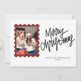Elegante Minimale Kerstmis | Modern Familiefoto Feestdagenkaart