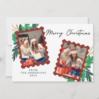 Elegante Minimale Kerstmis | Modern Familiefoto Feestdagenkaart