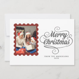 Elegante Minimale Kerstmis | Modern Familiefoto Feestdagenkaart