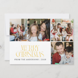 Elegante Minimale Kerstmis | Moderne Familie 4 Fot Feestdagenkaart