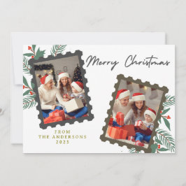 Elegante Minimale Kerstmis | Moderne Familiefoto Feestdagenkaart