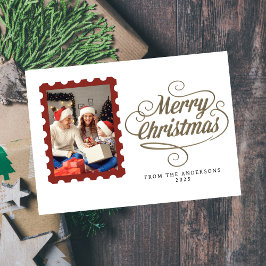 Elegante Minimale Kerstmis | Moderne Gezinsfoto Feestdagenkaart