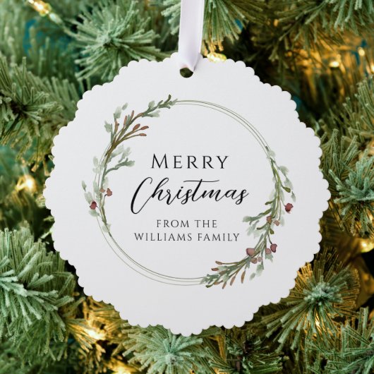 Elegante minimale krans vrolijke kerst ornament kaart (Insitu (Drie))