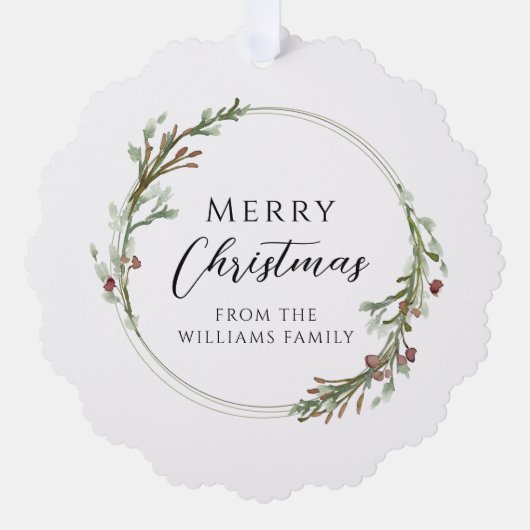 Elegante minimale krans vrolijke kerst ornament kaart (Voorkant)