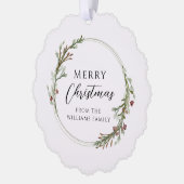 Elegante minimale krans vrolijke kerst ornament kaart (Links)