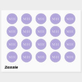 Elegante minimale lavendel monogram gestippelde ra ronde sticker (Vel)