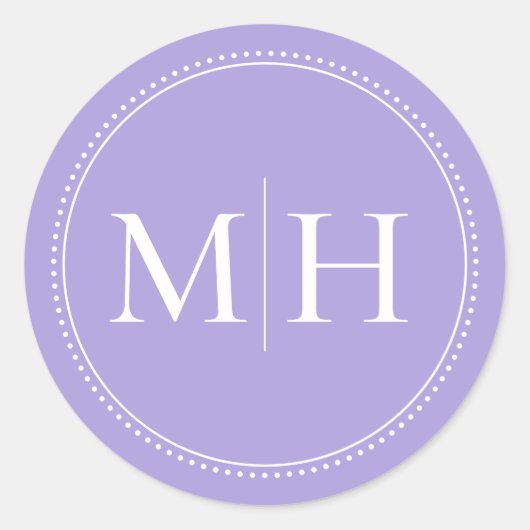 Elegante minimale lavendel monogram gestippelde ra ronde sticker (Voorkant)
