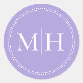 Elegante minimale lavendel monogram gestippelde ra ronde sticker
