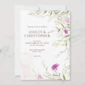 Elegante minimale Lavendel Wildflower bruiloft Kaart (Voorkant)