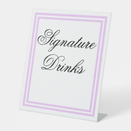 Elegante minimale lichte Paarse handtekening Drink Reclamebord Met Voetstuk