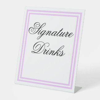Elegante minimale lichte Paarse handtekening Drink Reclamebord Met Voetstuk