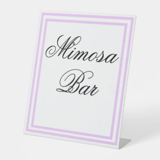 Elegante minimale lichte Paarse Mimosa Bar Reclamebord Met Voetstuk
