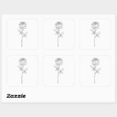 Elegante Minimale Lijnkunst Roos Vierkante Sticker (Vel)