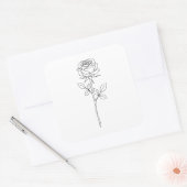 Elegante Minimale Lijnkunst Roos Vierkante Sticker (Envelop)
