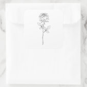 Elegante Minimale Lijnkunst Roos Vierkante Sticker (Tas)