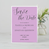 Elegante minimale Lila Paarse bruiloft Bewaar de d Folie Uitnodiging (Staand Voorkant)