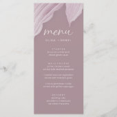 Elegante minimale Mauve Leaf bruiloft Menu (Voorkant)