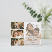 Elegante minimale moderne 4 foto's collage bruilof kaart (Staand voorkant)