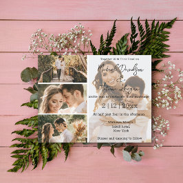 Elegante minimale moderne 4 foto's collage bruilof kaart