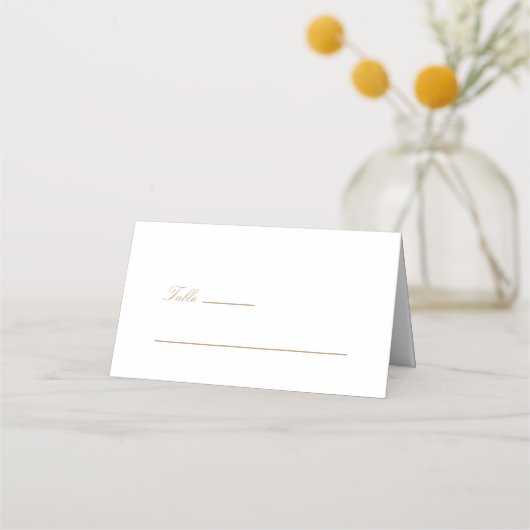 Elegante minimale moderne Gold Script Trouwtafel Plaatskaartje (Voorkant)