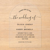 Elegante minimale moderne script bruiloft acryl uitnodigingen (Voorkant)