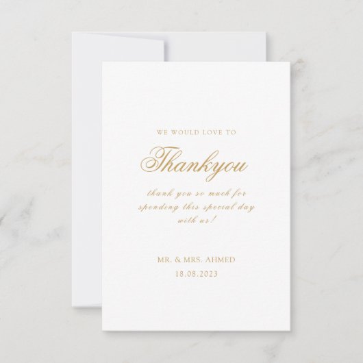 Elegante minimale moderne witte script moslim brui bedankkaart (Voorkant)