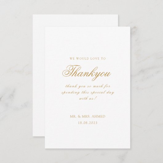 Elegante minimale moderne witte script moslim brui bedankkaart (Voorkant / Achterkant)