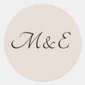 Elegante minimale monogram bruiloft ronde sticker (Voorkant)