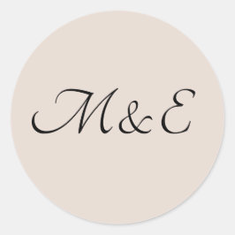 Elegante minimale monogram bruiloft ronde sticker