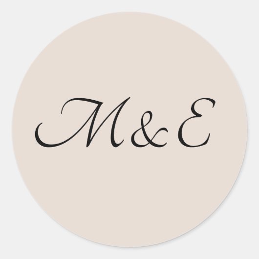 Elegante minimale monogram bruiloft ronde sticker (Voorkant)