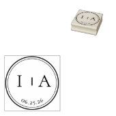 Elegante Minimale Monogram Eerste Letters Trouwen Rubberstempel (Gestempeld)