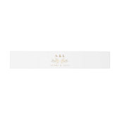 Elegante minimale Monogram Wit Goud Bruiloft Crest Uitnodigingen Wikkel (Vlak)