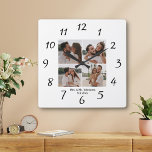 Elegante minimale mrs & mr 4 foto's collage bruilo vierkante klok<br><div class="desc">Foto's van freepik.com elegant mrs & mr minimaal 4 foto's collage bruiloft jubileum vierkante wandklok</div>