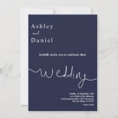 Elegante Minimale Navy Blauwe Witte Delicate Bruil Kaart (Voorkant)