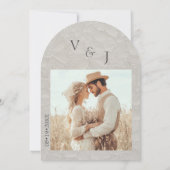 Elegante minimale neutrale taupe bruiloft kaart (Achterkant)