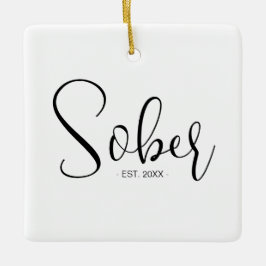 Elegante minimale nuchtere datum aandenken keramisch ornament