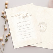 Elegante minimale off witte bruiloft save the date