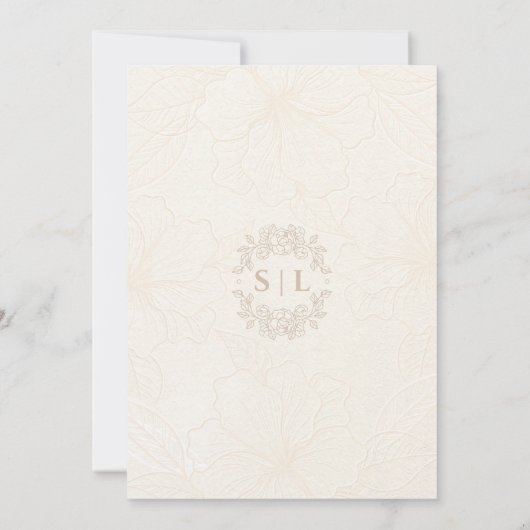Elegante minimale off witte bruiloft save the date (Achterkant)
