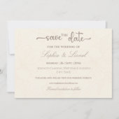 Elegante minimale off witte bruiloft save the date (Voorkant)