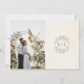 Elegante minimale off witte bruiloft save the date (Achterkant)