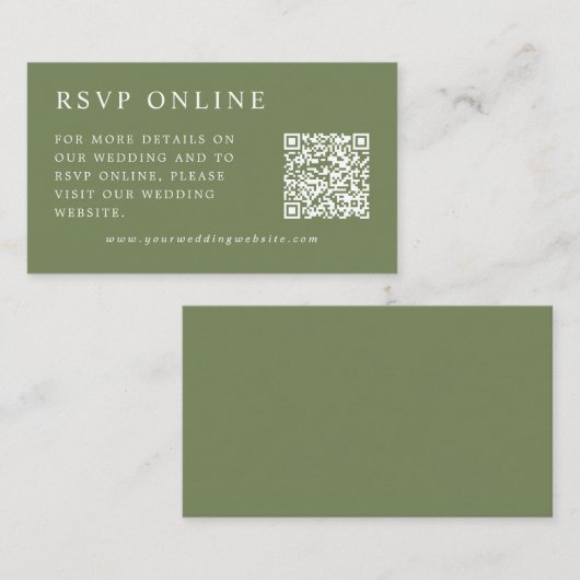 Elegante minimale online RSVP bruiloft Informatiekaartje (Voorkant / Achterkant)