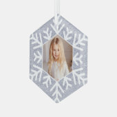 Elegante minimale Paarse glitter sneeuwvlok foto Glas Ornament (Voorkant links)