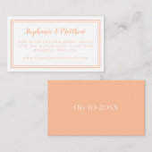 Elegante minimale perzik bruiloft website details informatiekaartje (Voorkant / Achterkant)