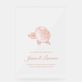 Elegante minimale pioen bruiloft welkom Frosted Acryl Bord