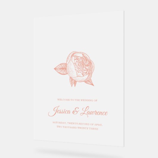 Elegante minimale pioen bruiloft welkom Frosted Acryl Bord (Hoek)